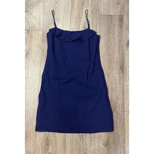 LOFT Blue Ruffle Front Spaghetti Strap Mini Dress 6 New